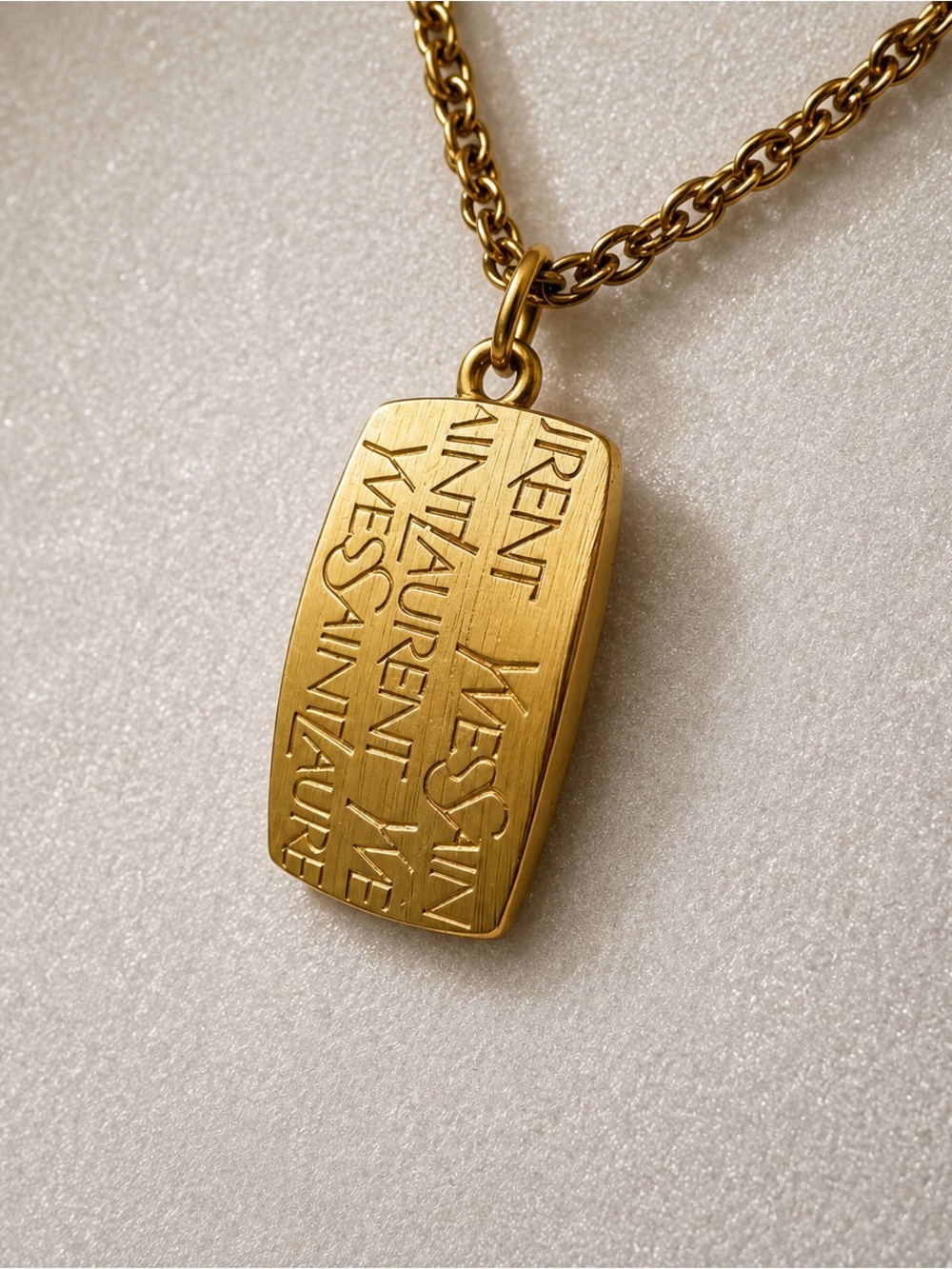 VTG YSL Yves Saint Laurent Pendant Necklace Keychain Bag Charm NWT 28” - Picture 3 of 7
